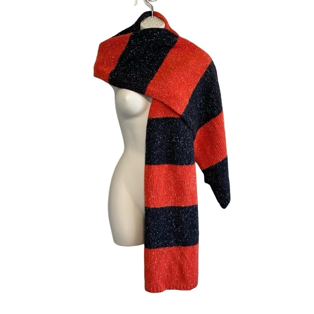 Tommy Red & Black Wool Chunky Scarf - 80" X 10"